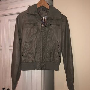 Grey leather jacket NWT